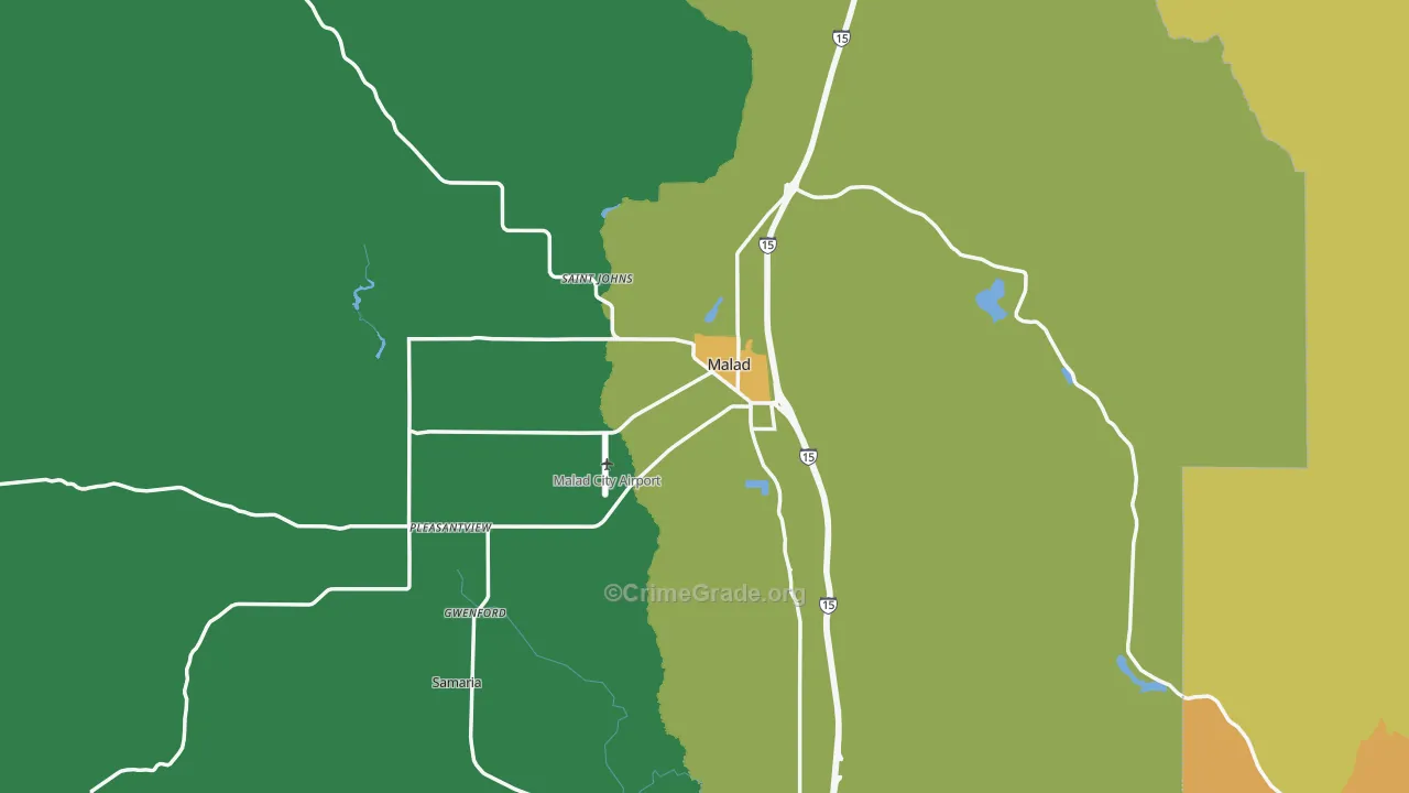 Malad City, ID Map of Assault Rates