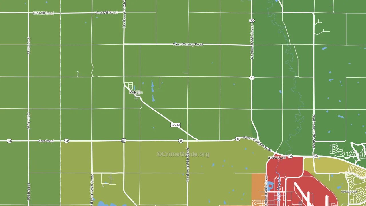Malcolm, NE Map of Assault Rates