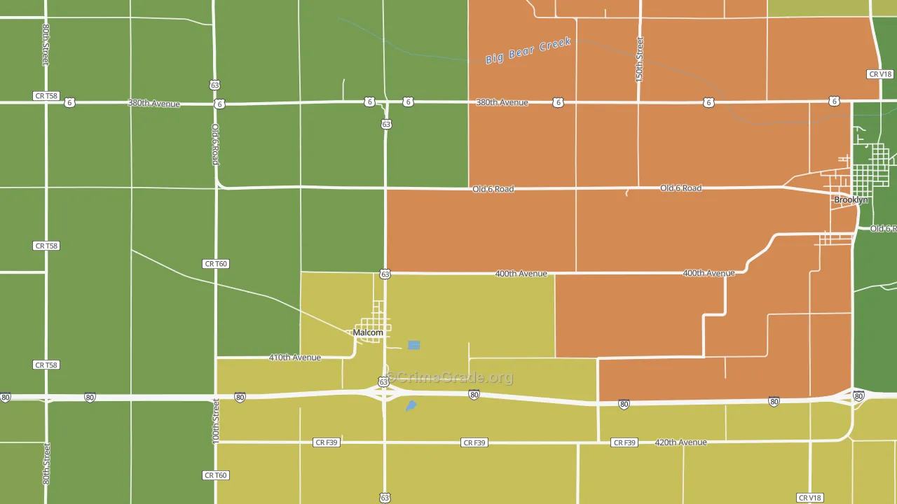 Malcom, IA Map of Assault Rates