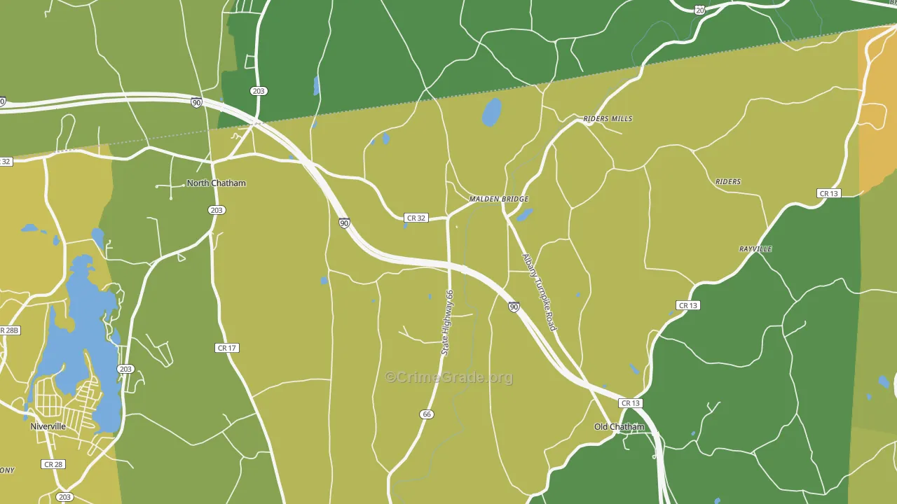 Malden Bridge, NY Map of Assault Rates