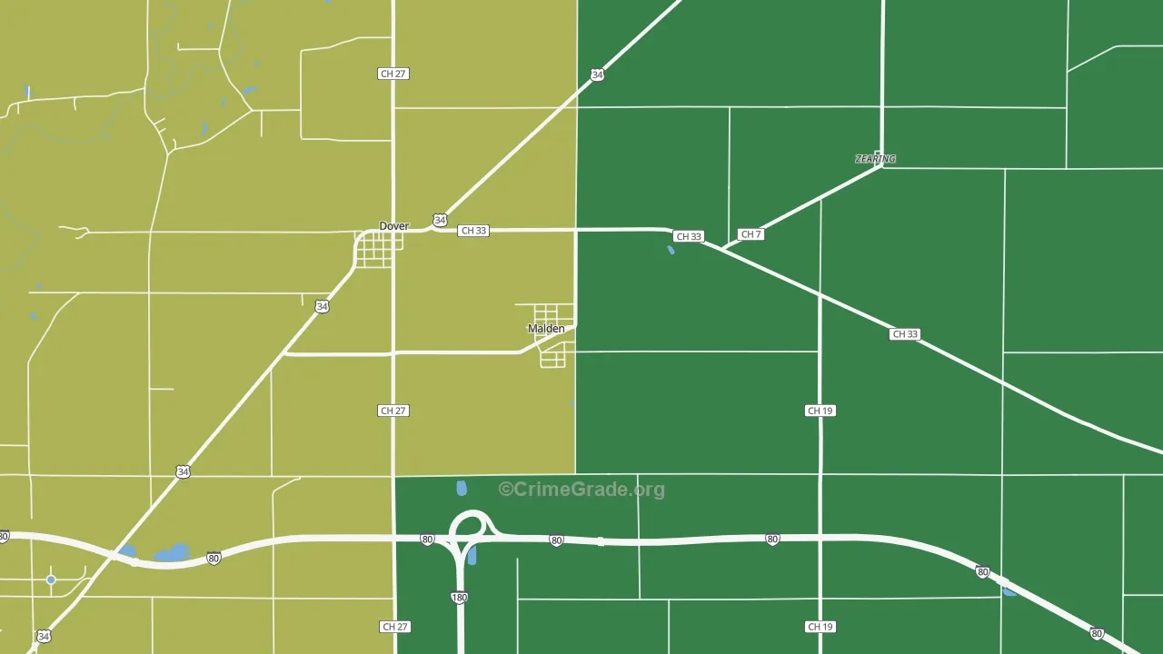 Malden, IL Map of Assault Rates