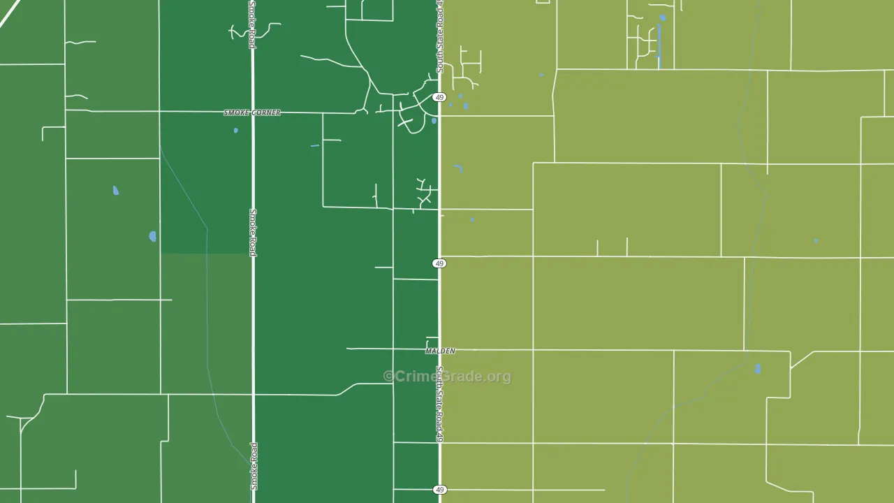 Malden, IN Map of Assault Rates