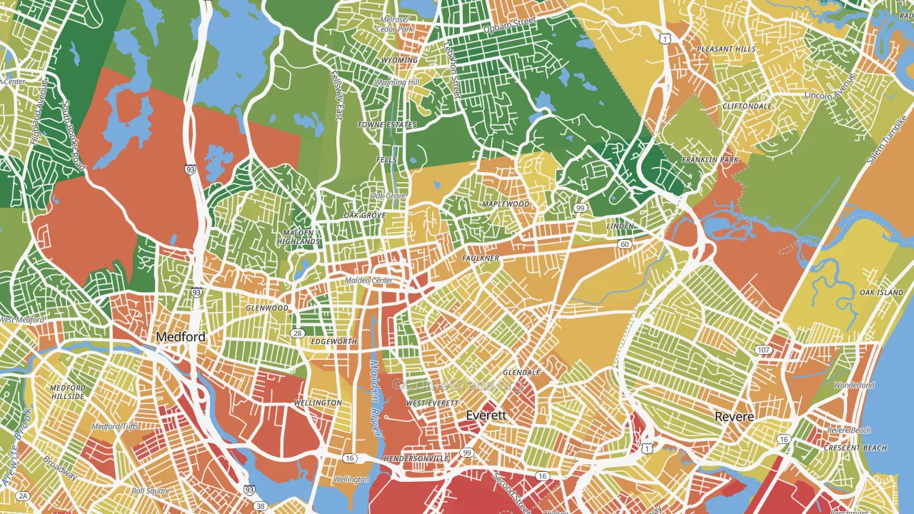 Malden, MA Map of Assault Rates