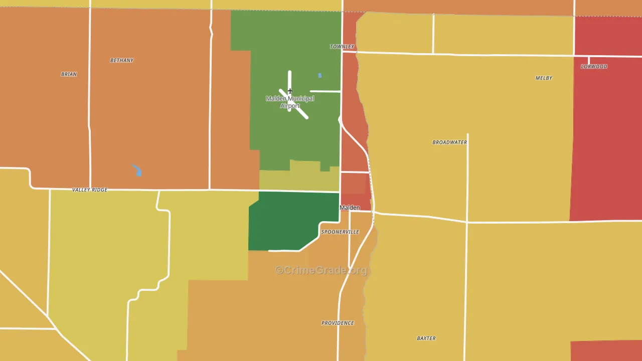 Malden, MO Map of Assault Rates