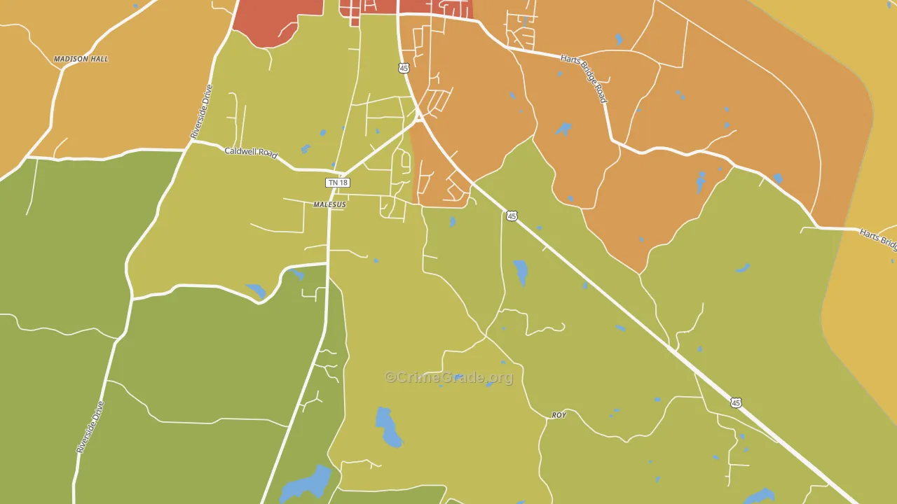 Malesus, TN Map of Assault Rates