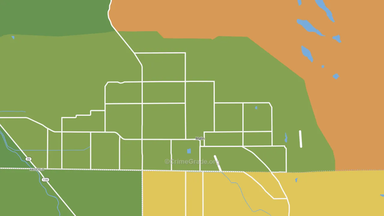 Malin, OR Map of Assault Rates
