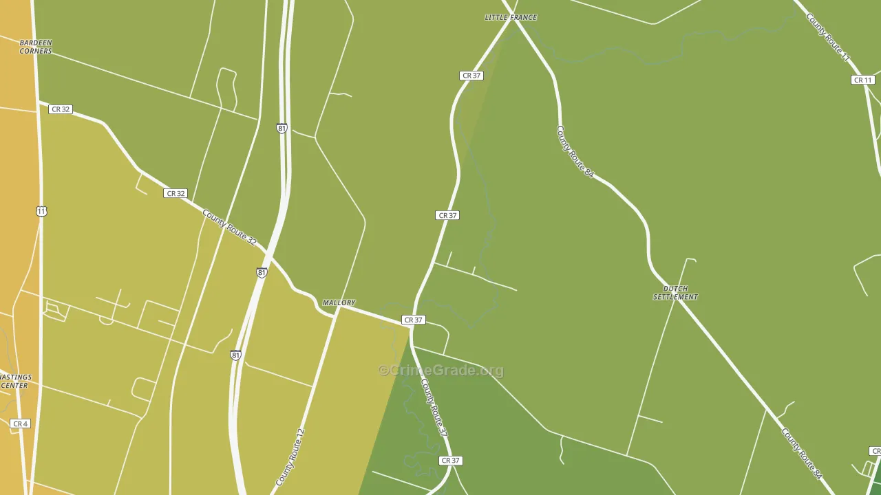 Mallory, NY Map of Assault Rates