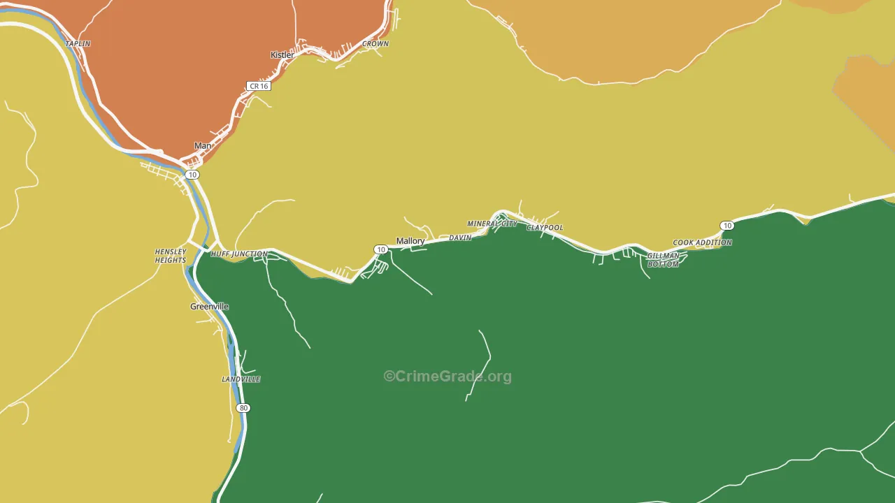 Mallory, WV Map of Assault Rates