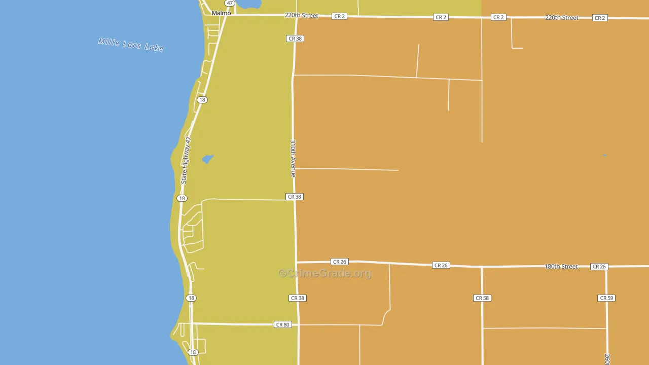 Malmo, MN Map of Assault Rates