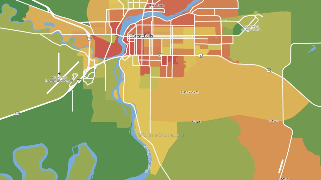 Malmstrom Air Force Base, MT Map of Assault Rates