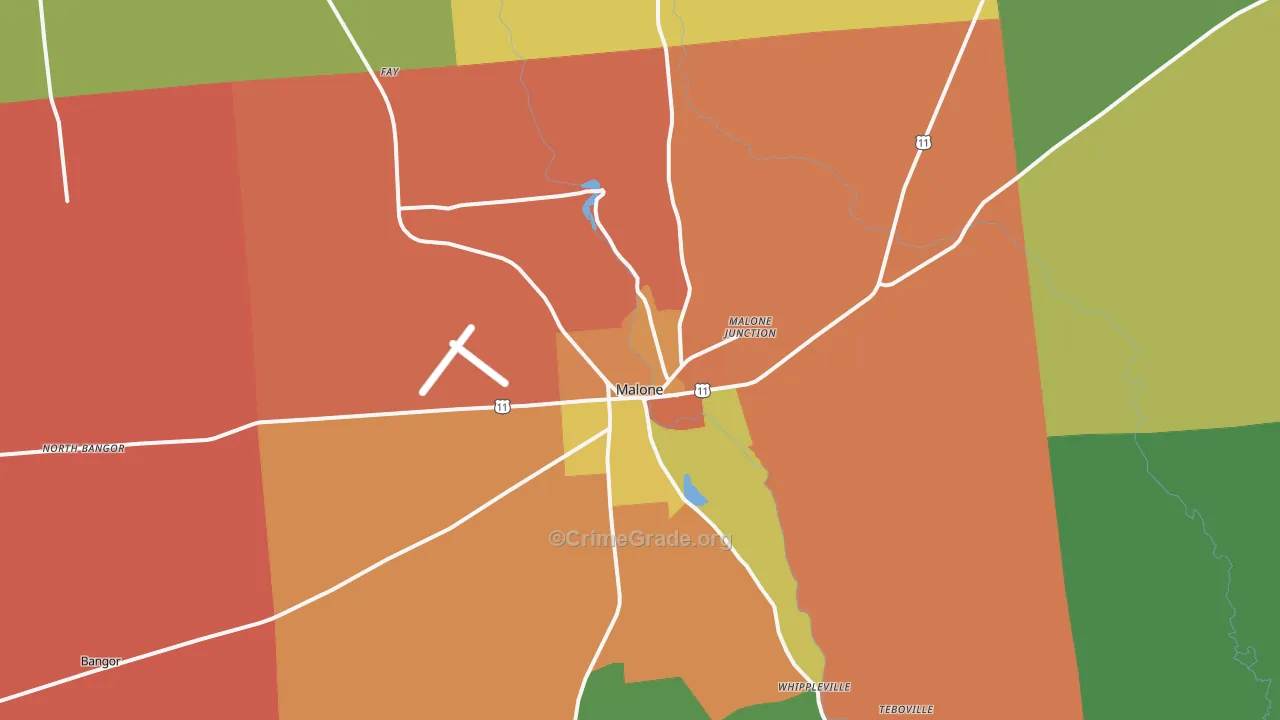 Malone, NY Map of Assault Rates