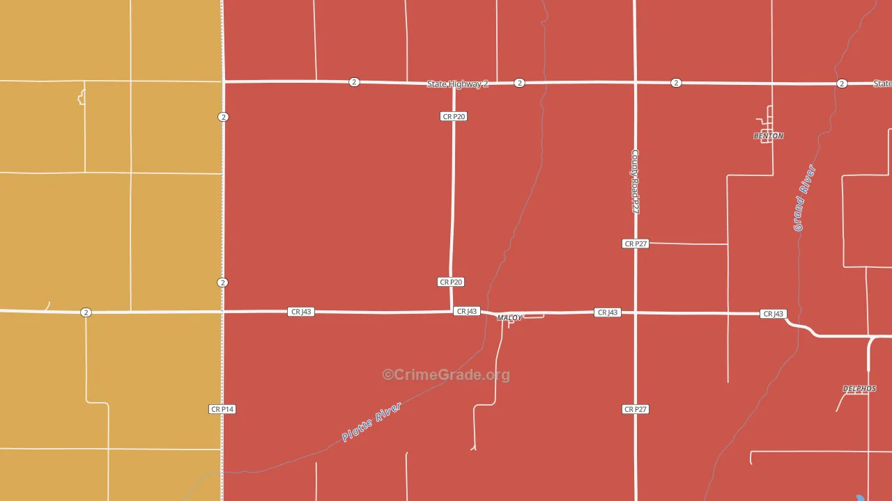 Maloy, IA Map of Assault Rates