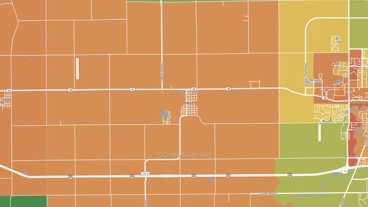 Malta, IL Map of Assault Rates