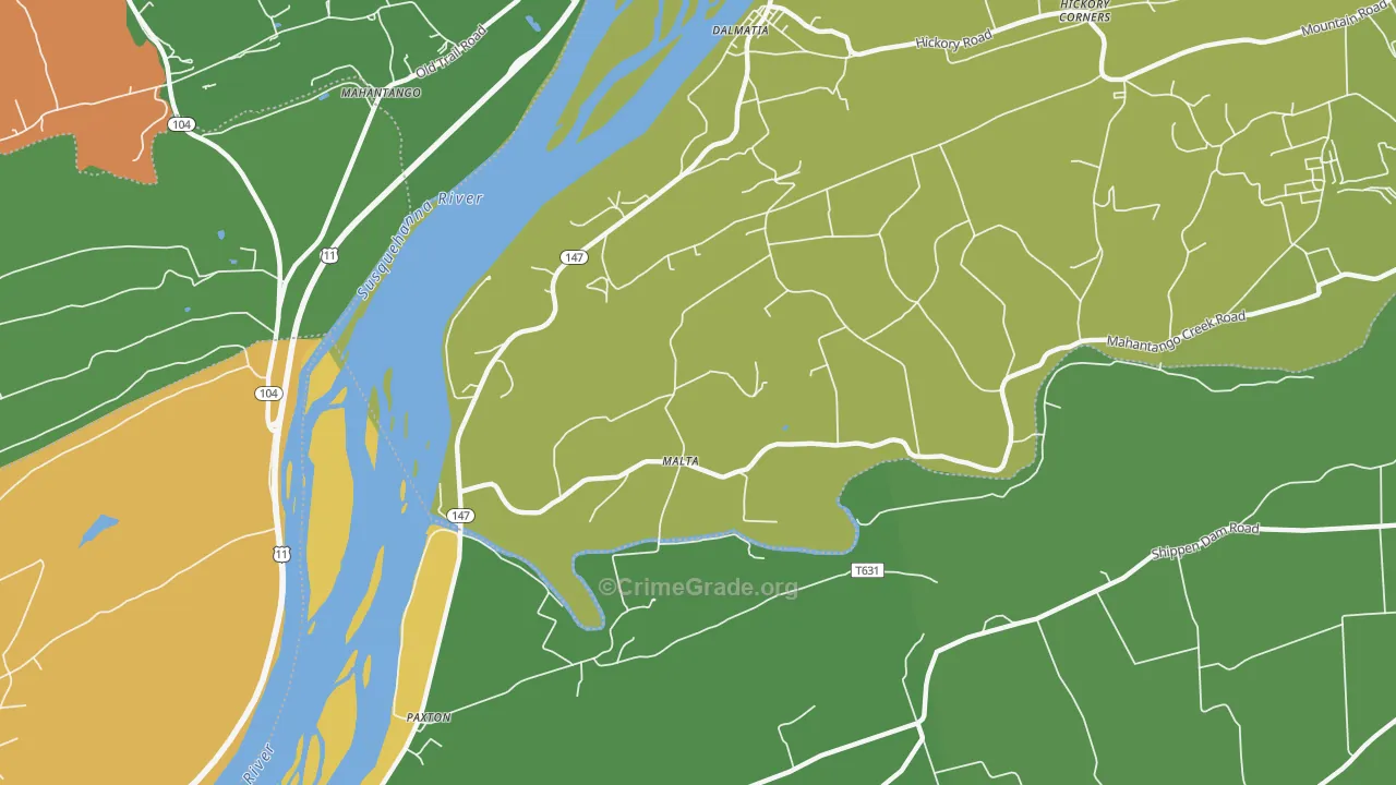 Malta, PA Map of Assault Rates