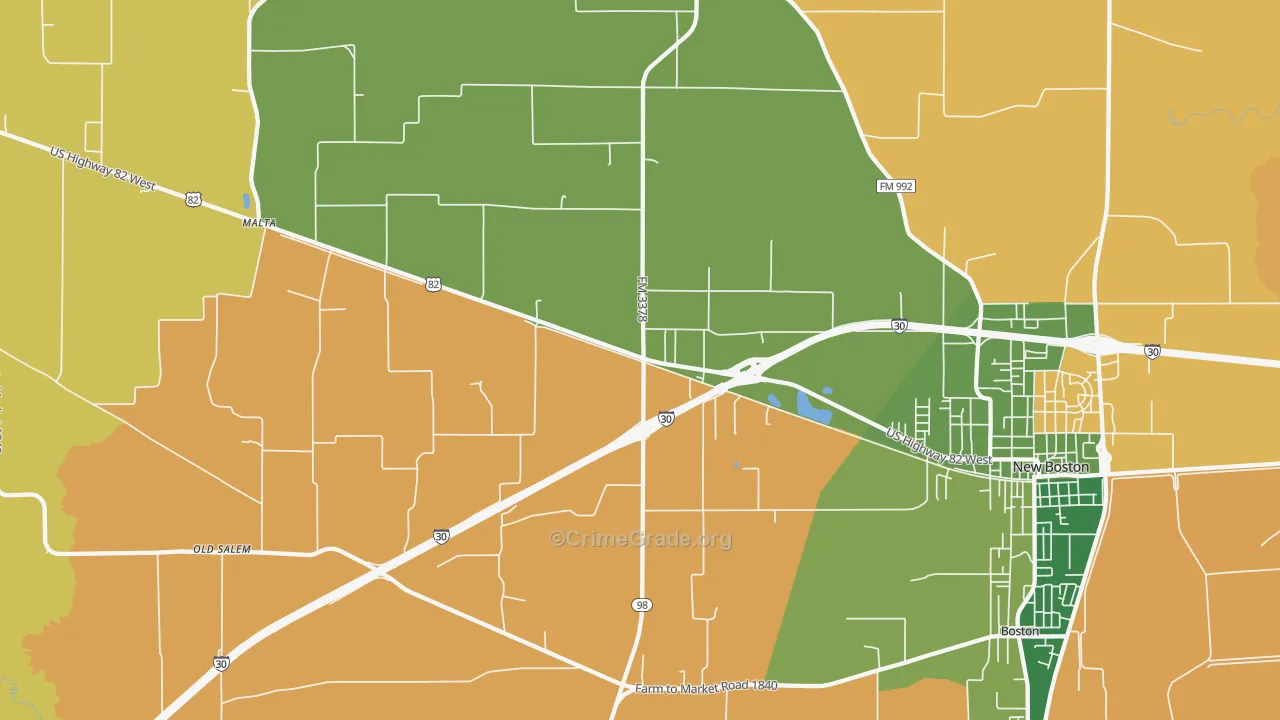 Malta, TX Map of Assault Rates