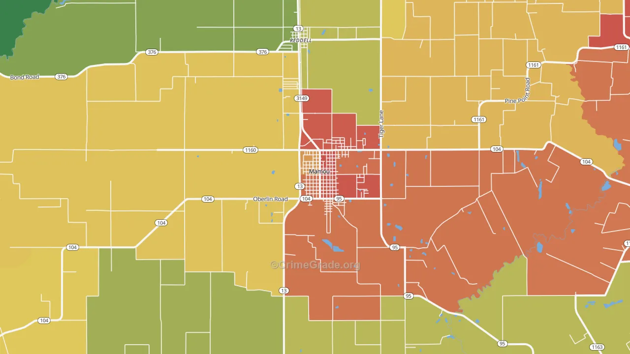 Mamou, LA Map of Assault Rates