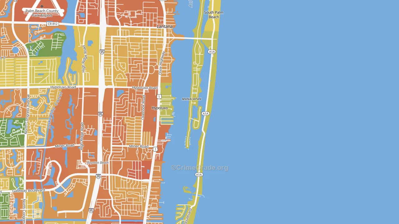 Manalapan, FL Map of Assault Rates