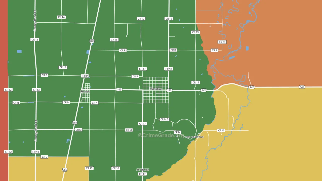 Manassa, CO Map of Assault Rates