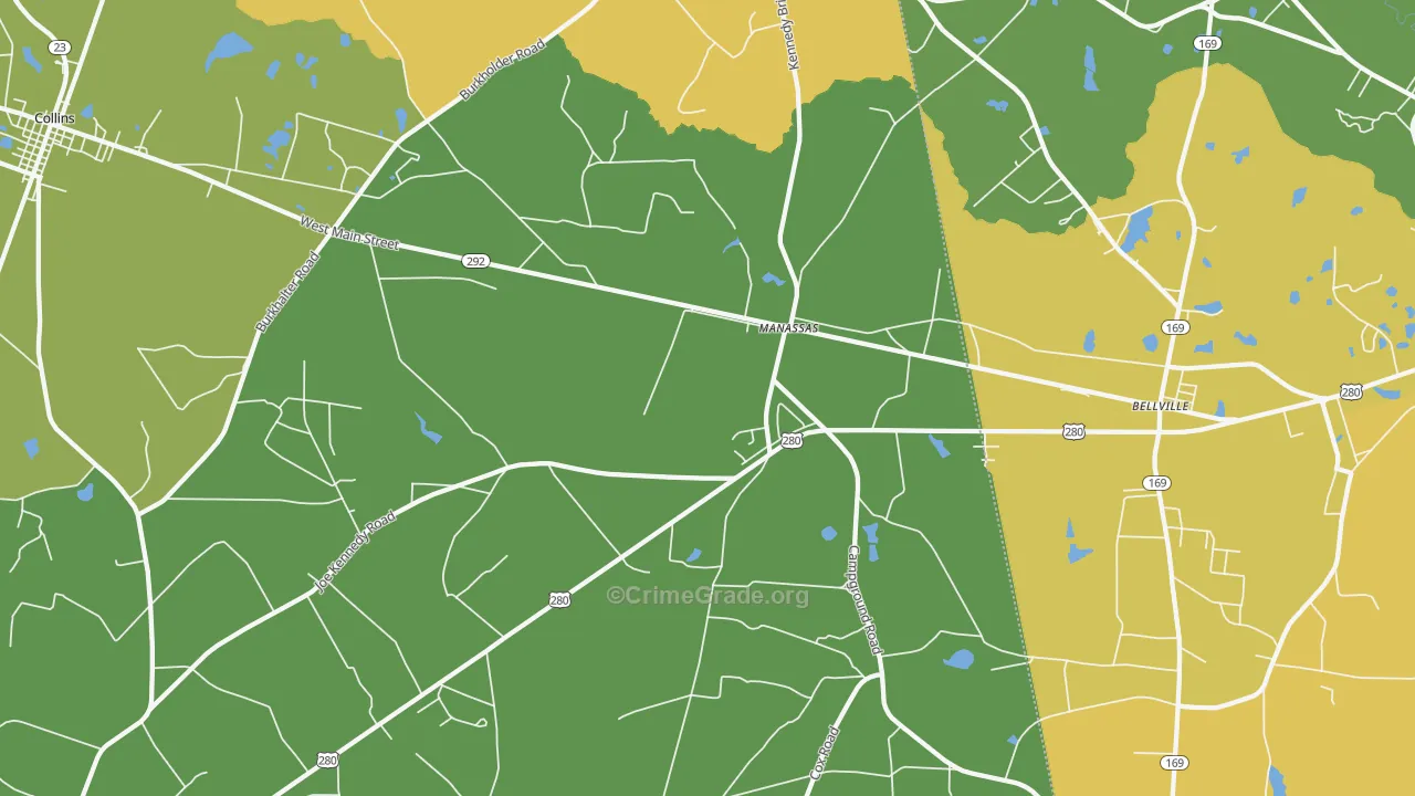 Manassas, GA Map of Assault Rates