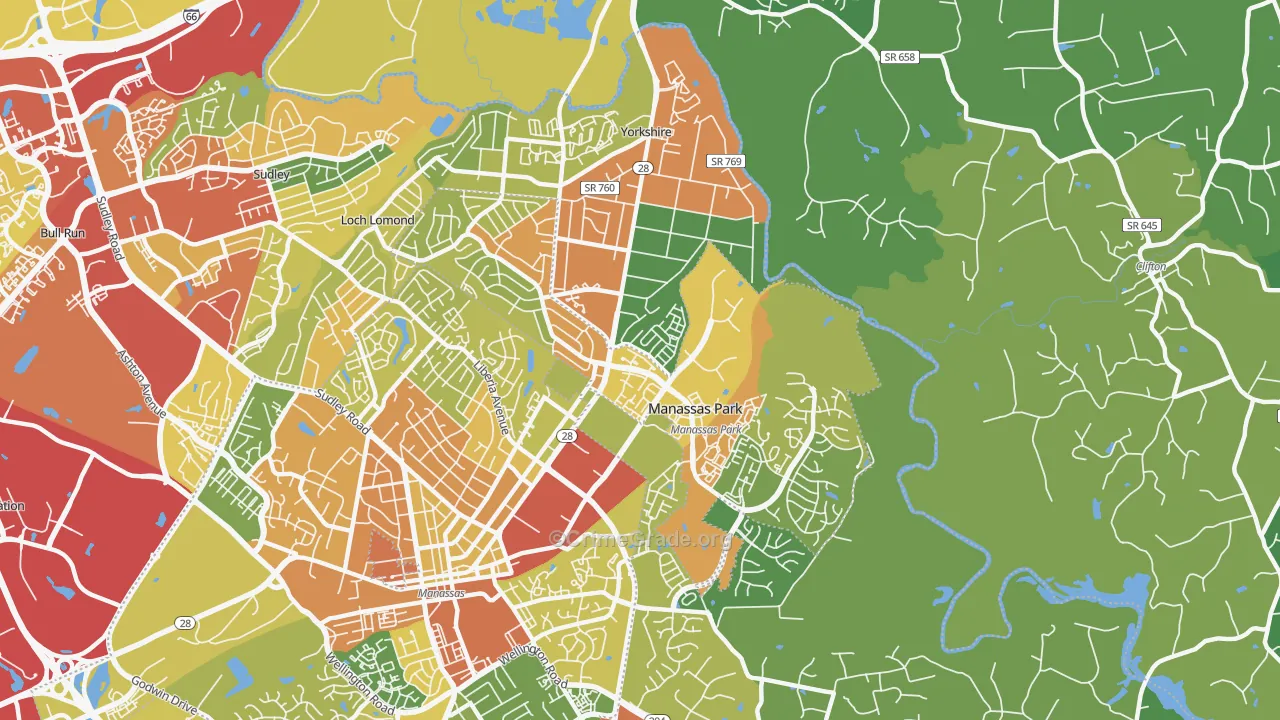 Manassas Park, VA Map of Assault Rates
