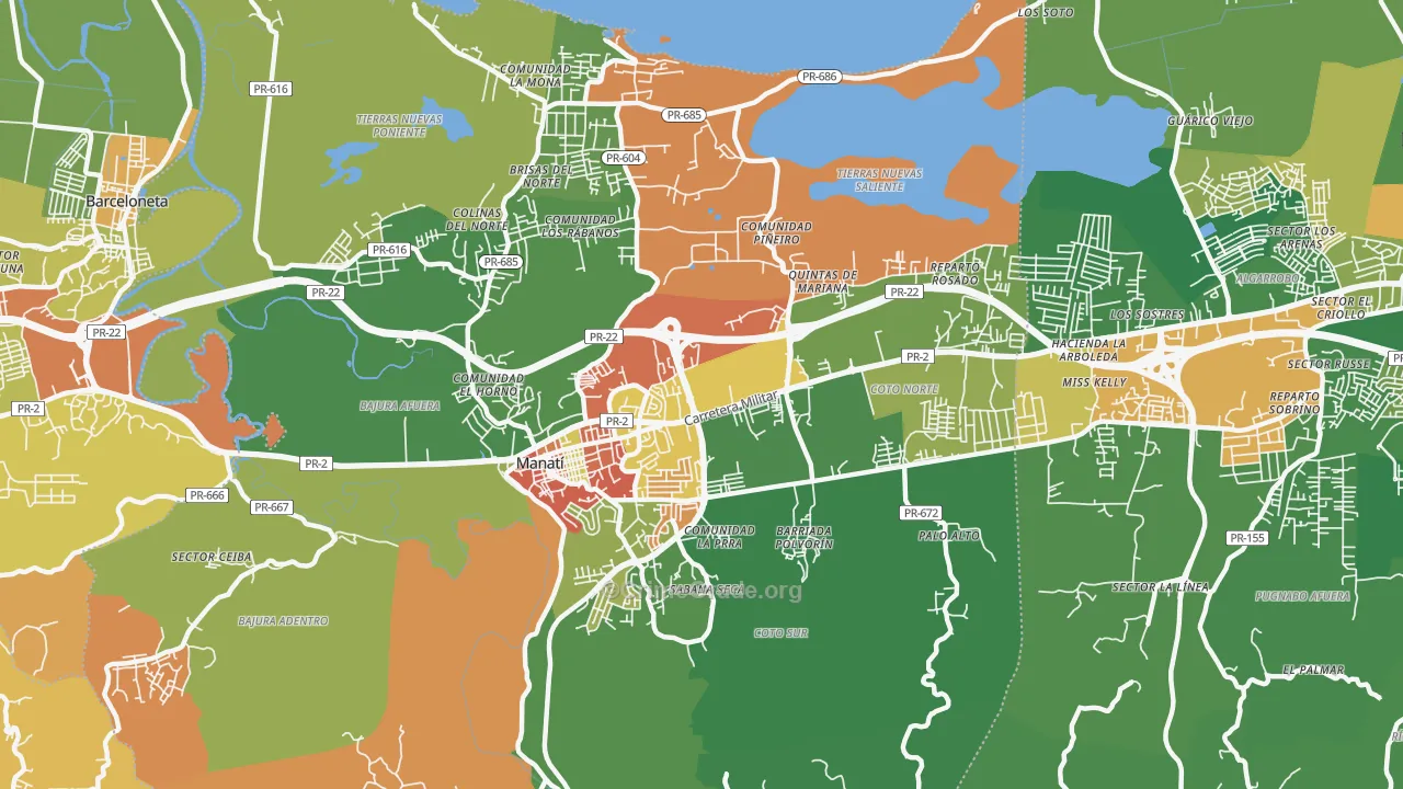 Manati, PR Map of Assault Rates