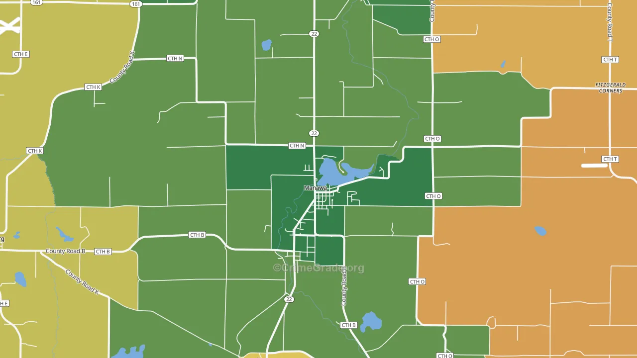 Manawa, WI Map of Assault Rates