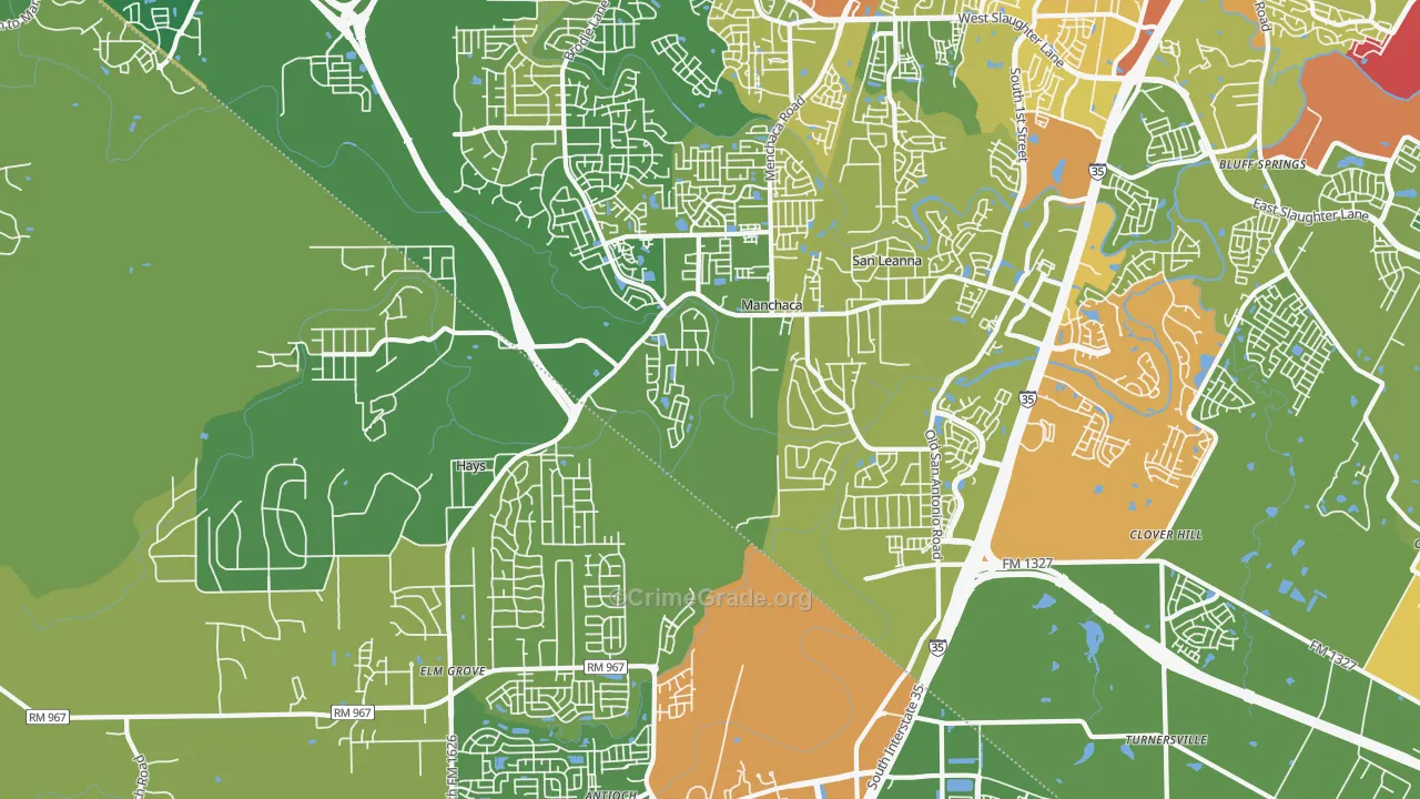 Manchaca, TX Map of Assault Rates