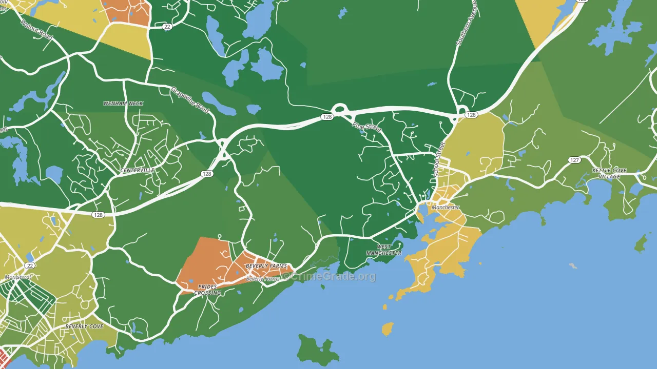 Manchester-By-The-Sea, MA Map of Assault Rates