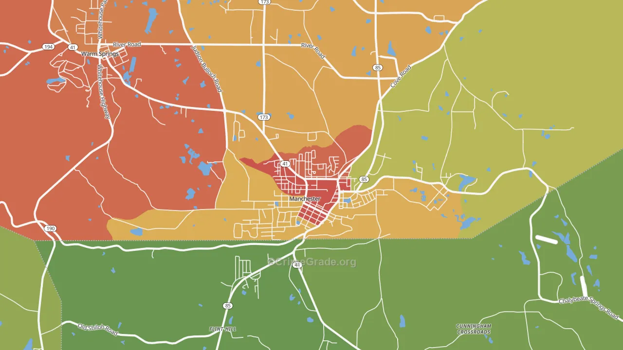 Manchester, GA Map of Assault Rates