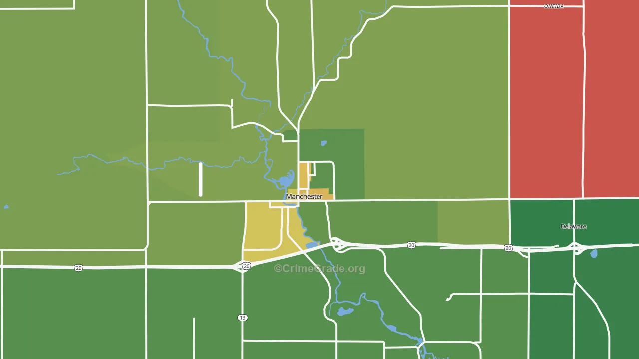 Manchester, IA Map of Assault Rates