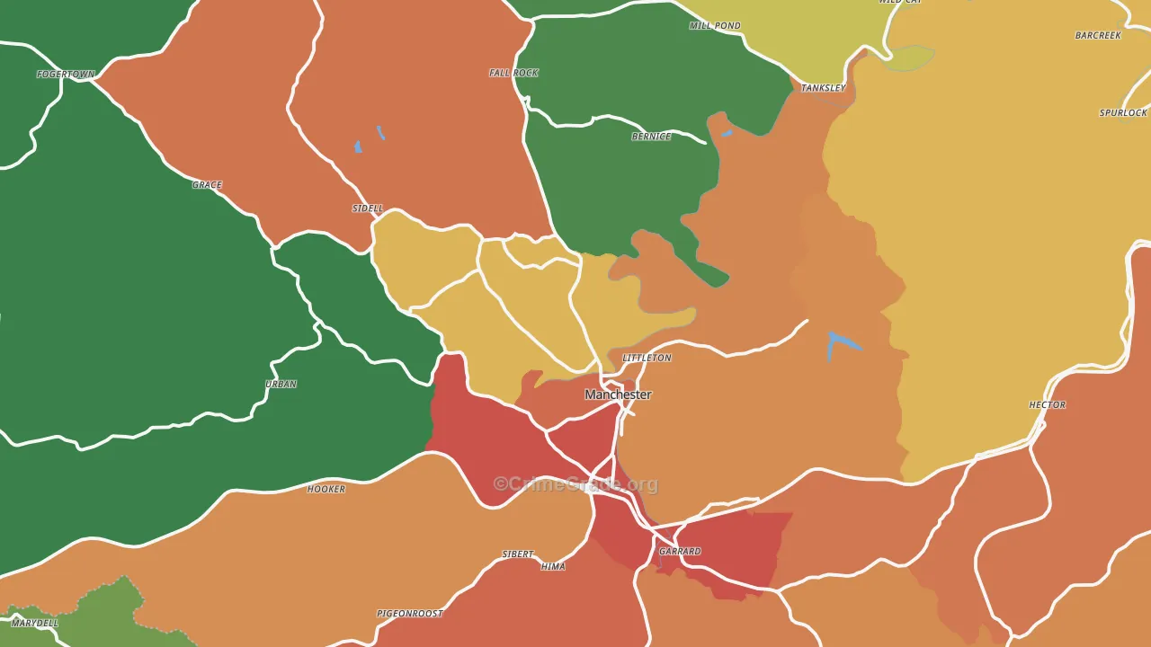 Manchester, KY Map of Assault Rates