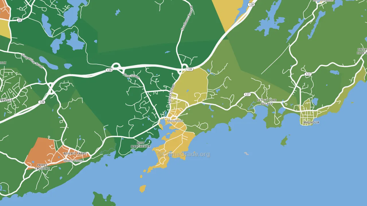 Manchester, MA Map of Assault Rates