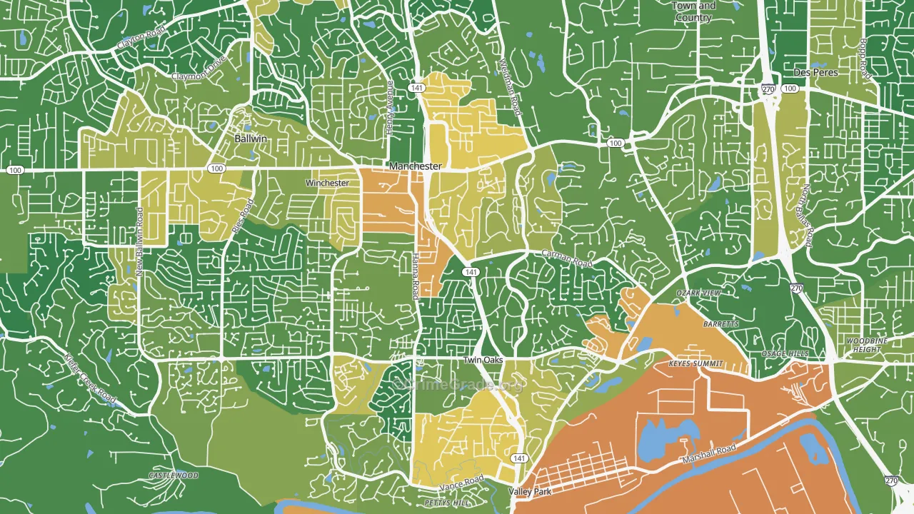 Manchester, MO Map of Assault Rates