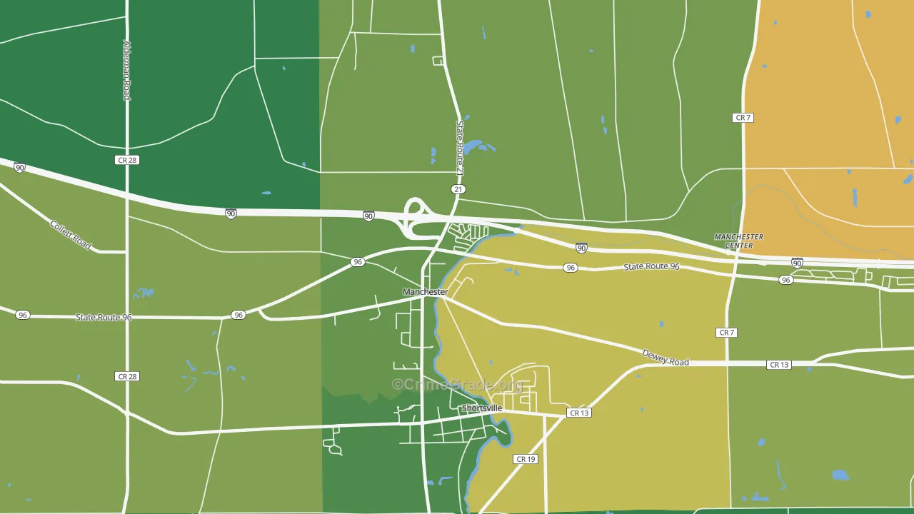 Manchester, NY Map of Assault Rates
