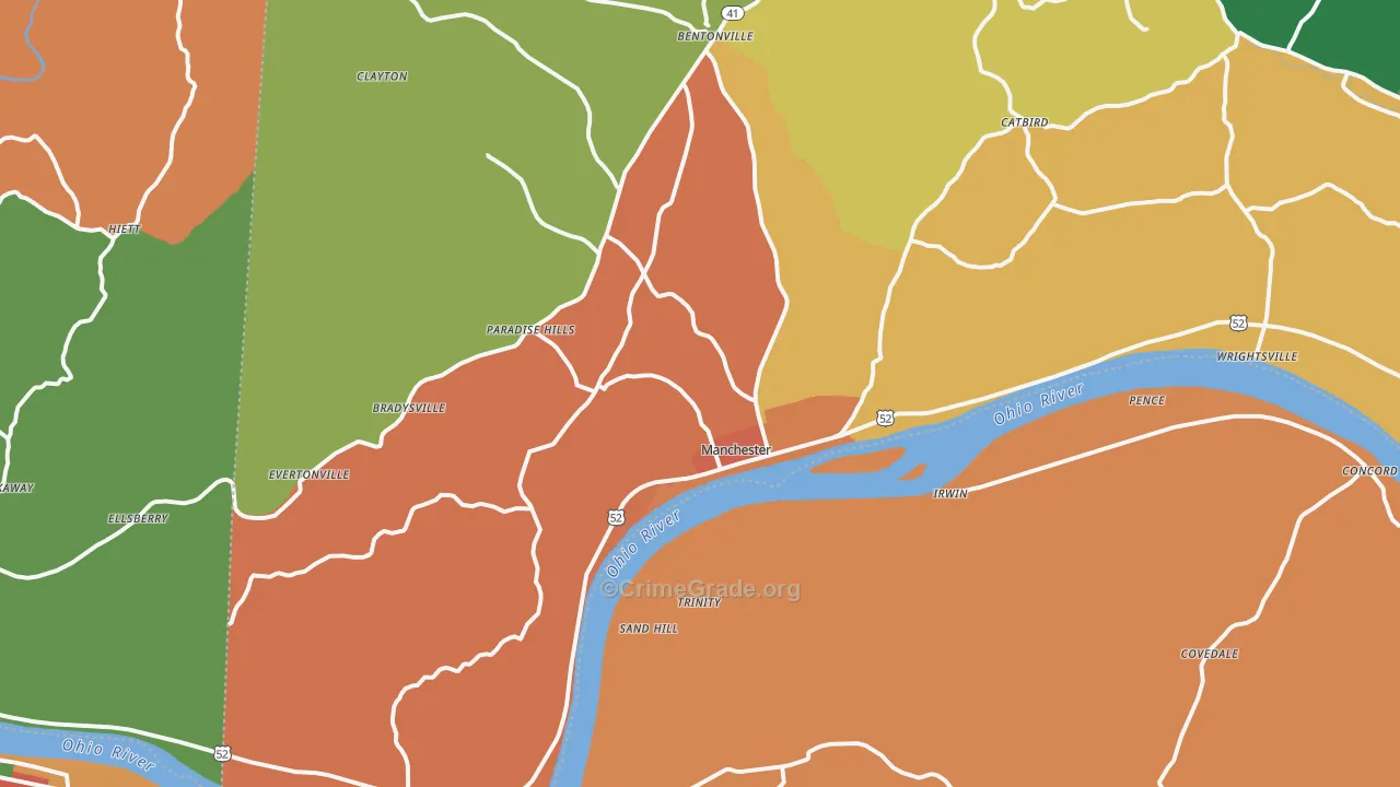 Manchester, OH Map of Assault Rates