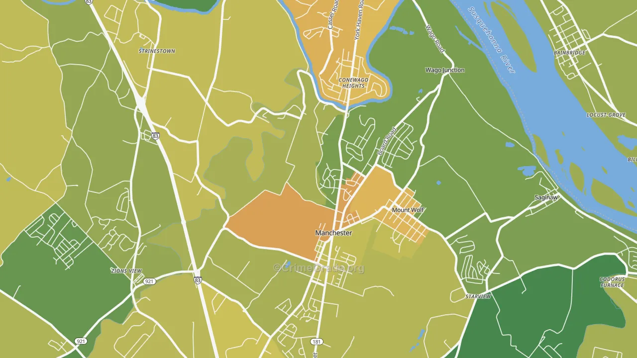 Manchester, PA Map of Assault Rates