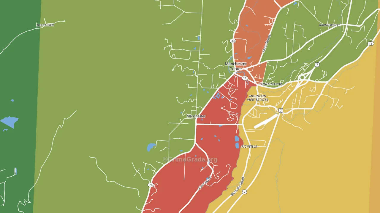 Manchester, VT Map of Assault Rates