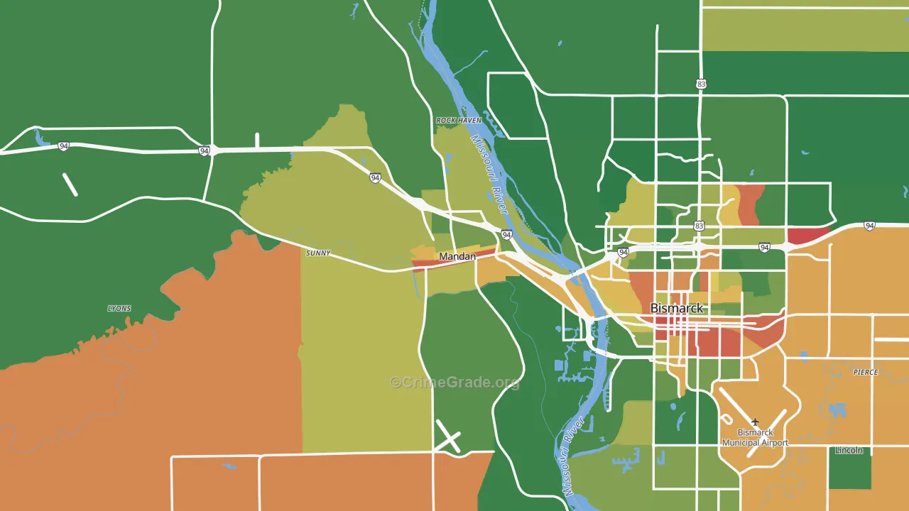 Mandan, ND Map of Assault Rates