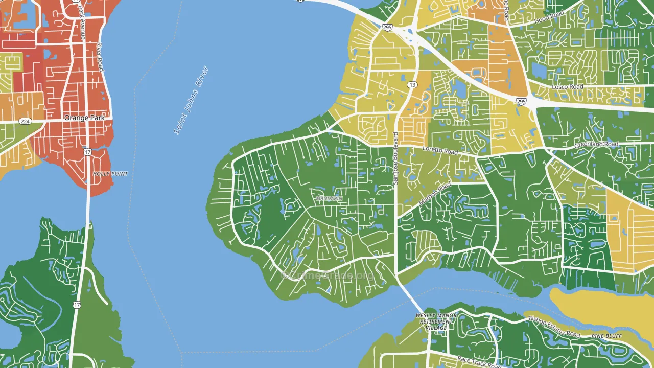 Mandarin, Jacksonville, FL Map of Assault Rates