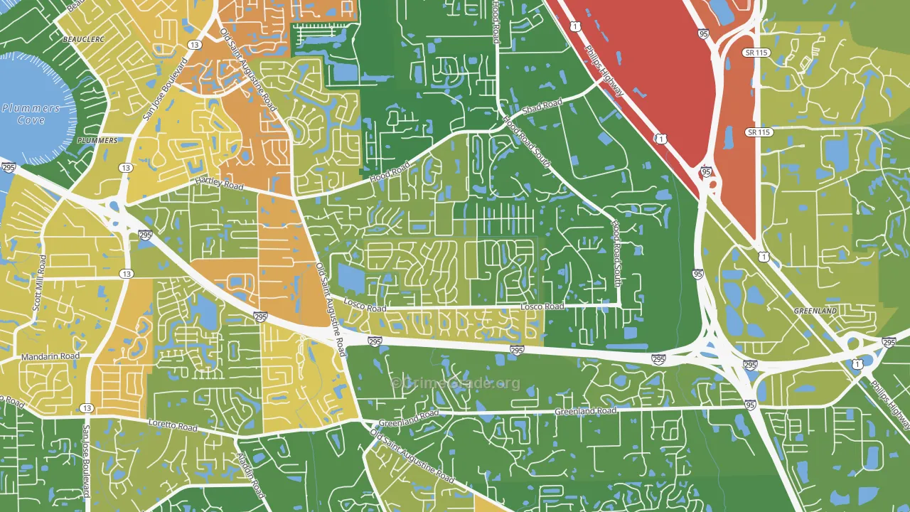 Mandarin Station-Losco, Jacksonville, FL Map of Assault Rates
