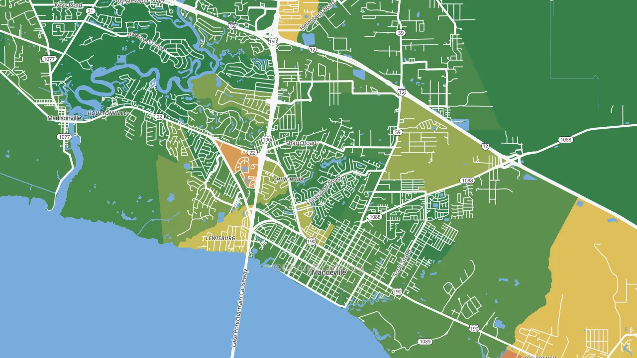 Mandeville, LA Map of Assault Rates