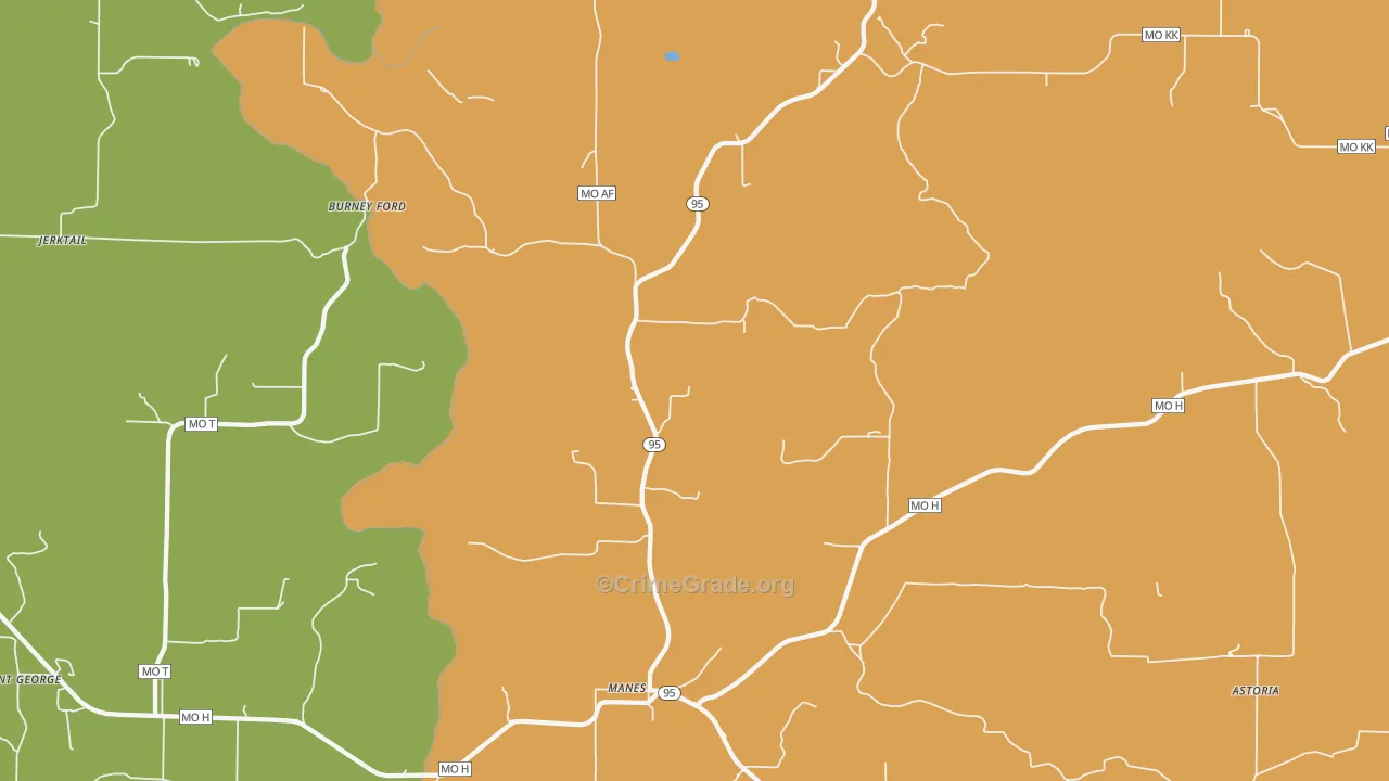Manes, MO Map of Assault Rates