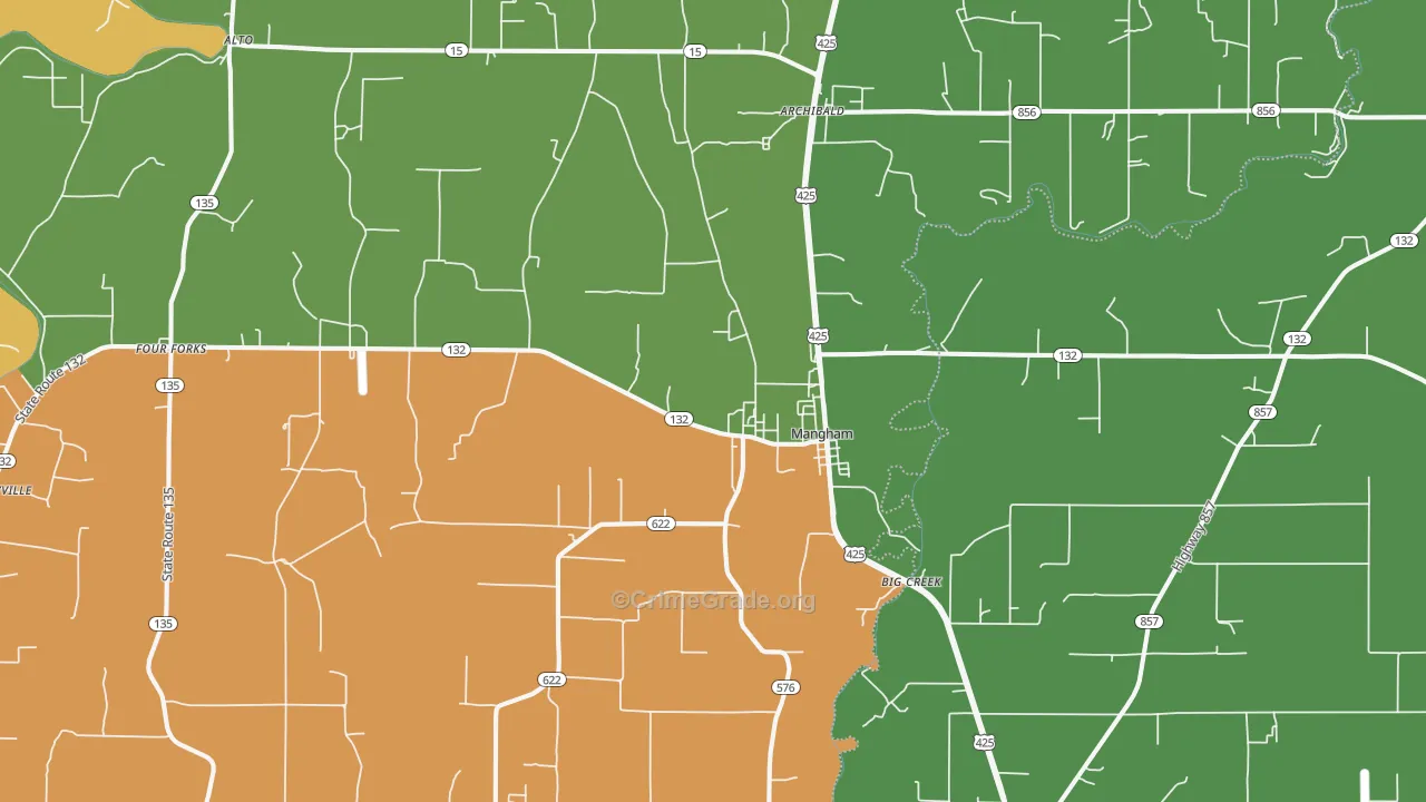Mangham, LA Map of Assault Rates
