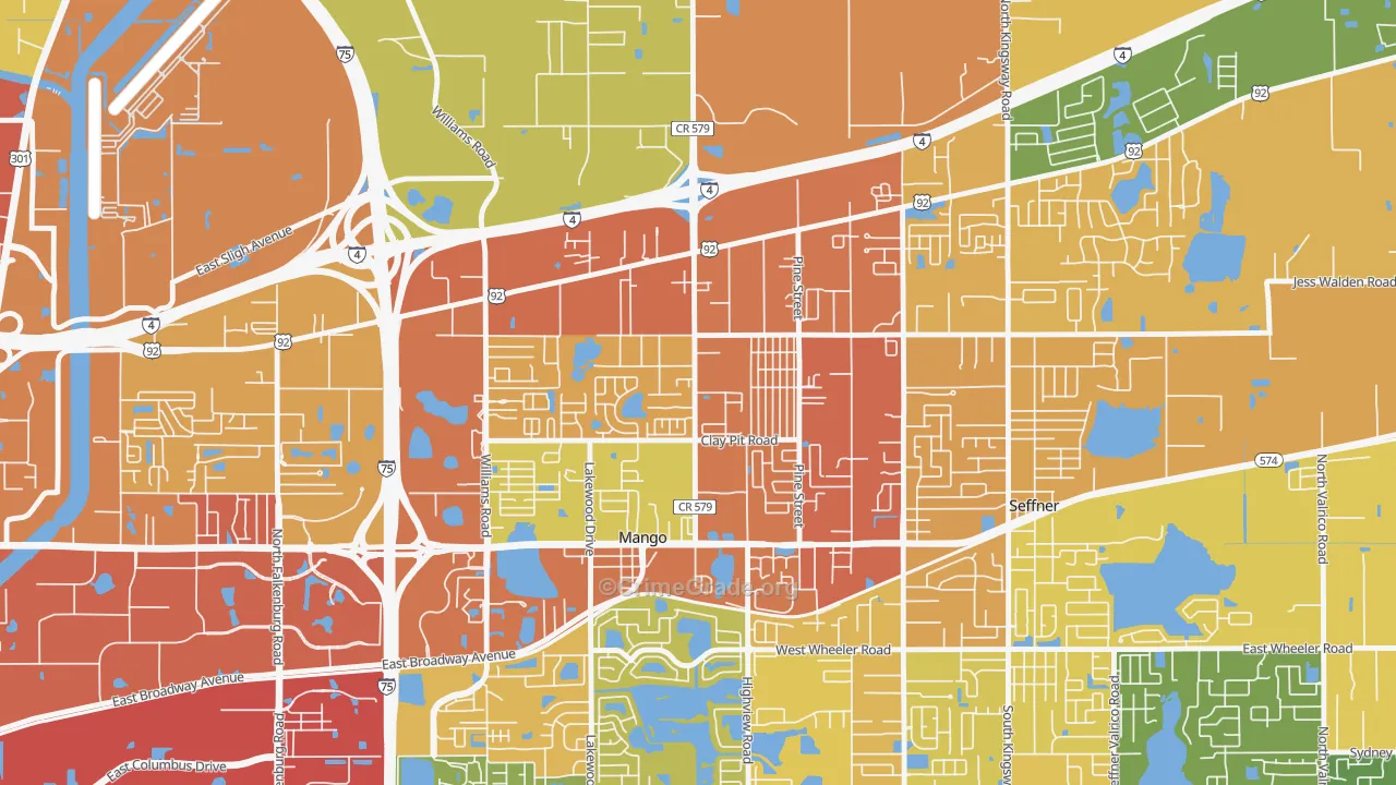 Mango, FL Map of Assault Rates