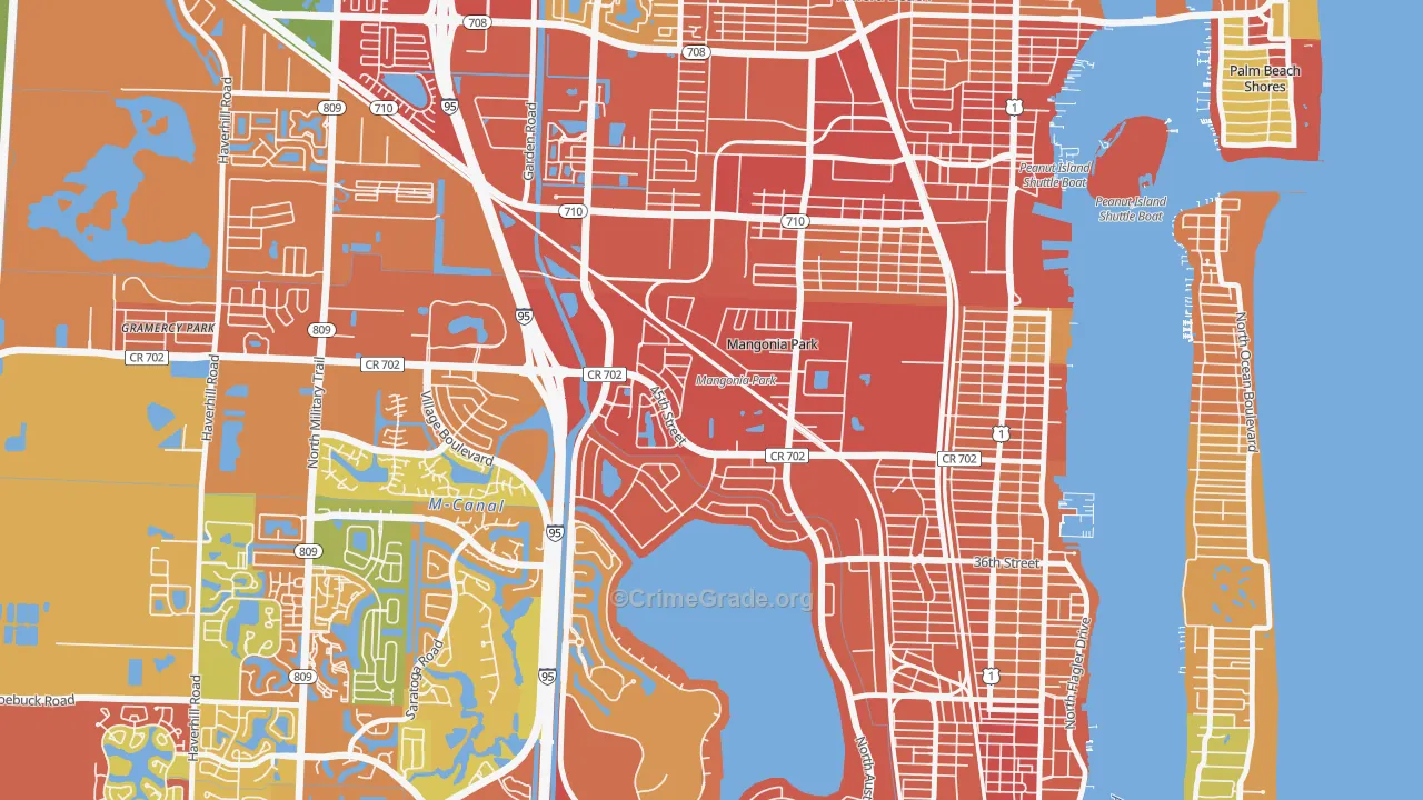 Mangonia Park, FL Map of Assault Rates