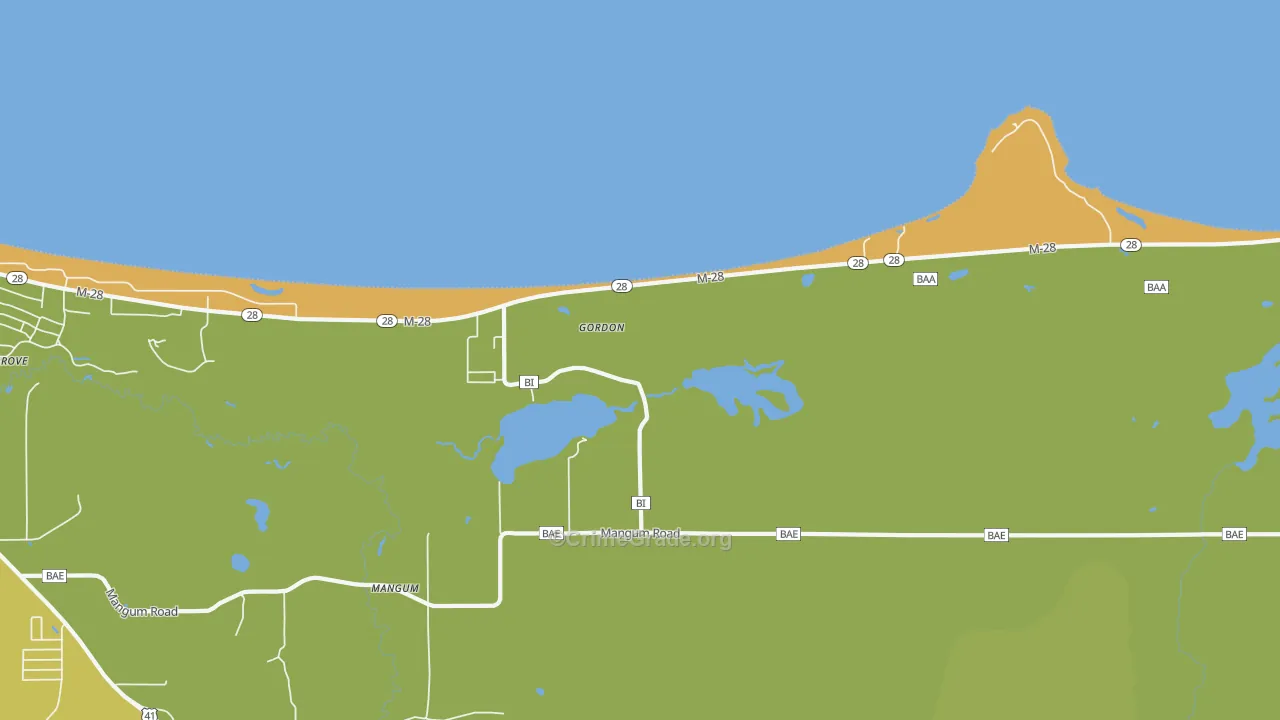 Mangum, MI Map of Assault Rates