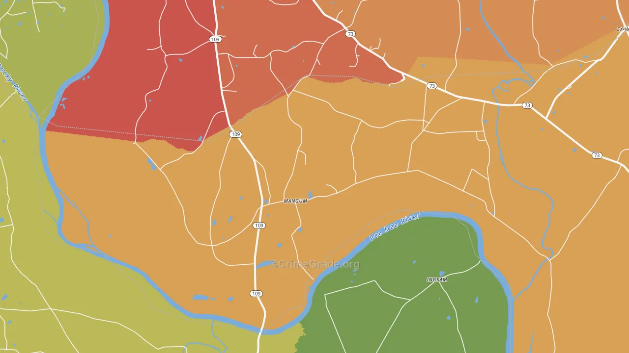 Mangum, NC Map of Assault Rates