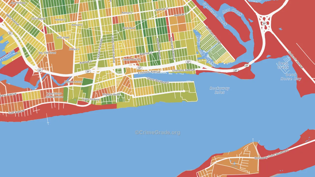 Manhattan Beach, Brooklyn, NY Map of Assault Rates