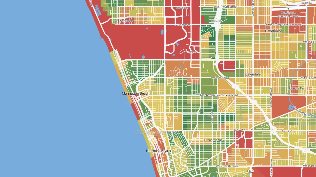 Manhattan Beach, CA Map of Assault Rates
