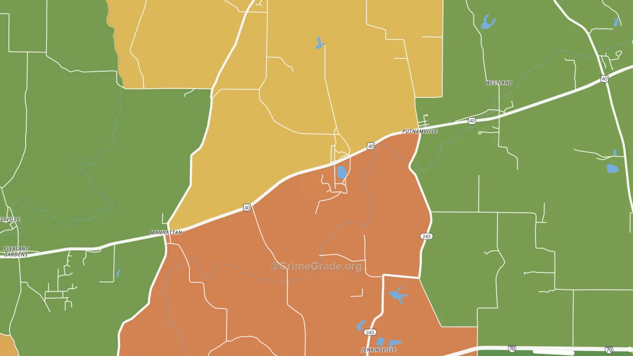 Manhattan, IN Map of Assault Rates